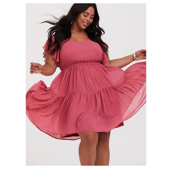 torrid Dresses & Skirts - TORRID Rose Ruffle Chiffon Dress Bohemian {QQ48}